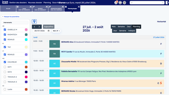 Vue planning en liste